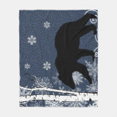 Zwart Beer in Winter Berkenbos Fleece Deken (Voorkant)