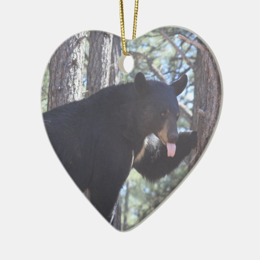 Zwart Beer Keramisch Ornament (Links)