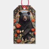 Zwart Beer Kleurrijke Tulpenbloemen Cadeaulabel (Achterkant)