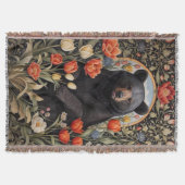 Zwart Beer Kleurrijke Tulpenbloemen Deken (Voorkant)