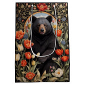 Zwart Beer Kleurrijke Tulpenbloemen Medium Cadeauzakje (Achterkant)