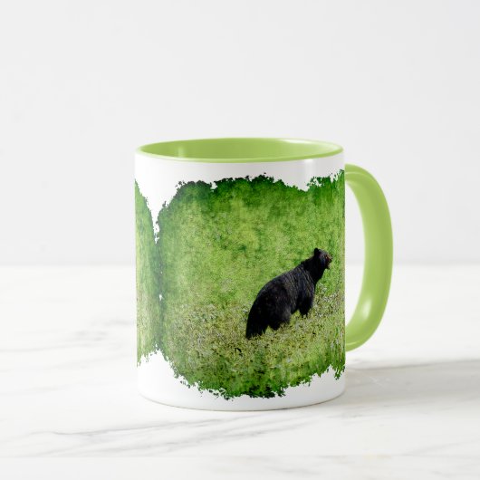 Zwart Beer loopt in graskunst Mok (Voorkant rechts)