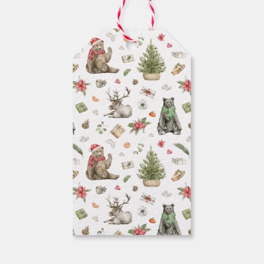 Zwart Beer met bloemen | Vrolijk kerstcadeau Cadeaulabel (Achterkant)