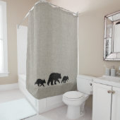 Zwart Beer met Cubs Silhouettes Douchegordijn (In situ)