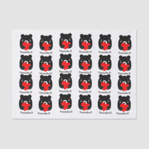 Zwart beer met hart tissuepapier