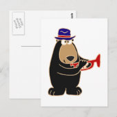 Zwart Beer met rode trompet Briefkaart (Voorkant / Achterkant)