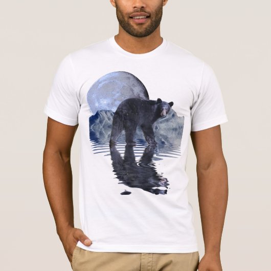 Zwart Beer, Moon & Mountains Wildlife T-shirt (Voorkant)