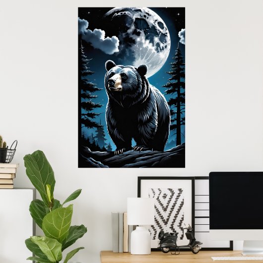 Zwart Beer Moon Poster (Thuiskantoor)