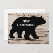 Zwart beer op berkenbast met staat, briefkaart (Voorkant / Achterkant)