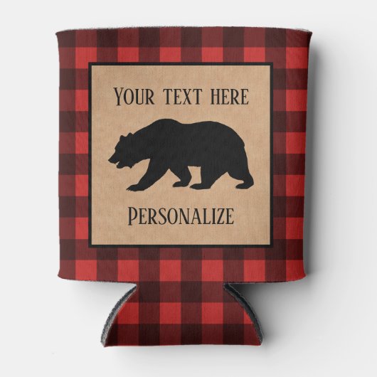 Zwart Beer op een rood en zwart speldenmodel op ma Blikjeskoeler (Voorkant)