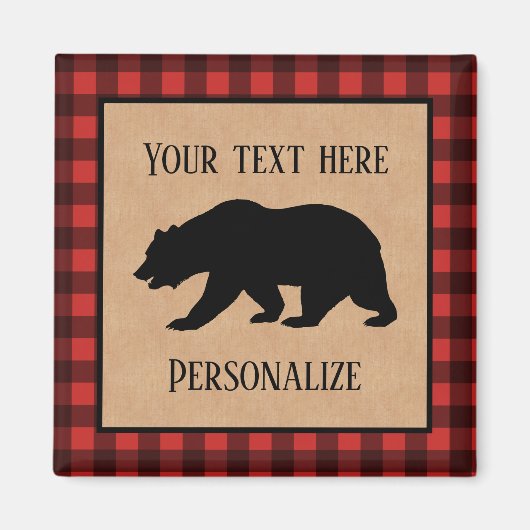 Zwart Beer op een rood en zwart speldenmodel op ma Magneet (Voorkant)