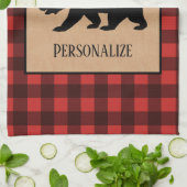 Zwart Beer op een rood en zwart speldenmodel op ma Theedoek (Gevouwen)