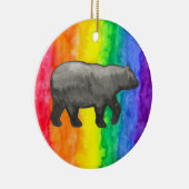 Zwart Beer op regenboogspoelversiering Keramisch Ornament (Rechts)