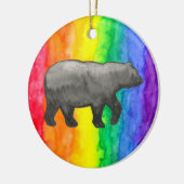 Zwart Beer op regenboogspoelversiering Keramisch Ornament (Links)