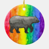 Zwart Beer op regenboogspoelversiering Keramisch Ornament (Achterkant)