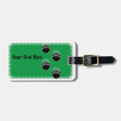 Zwart Beer Paw Prints Aangepaste Groen Bagagelabel (Voorkant horizontaal)