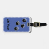 Zwart Beer Paw Prints Custom Blauw Bagagelabel (Voorkant horizontaal)