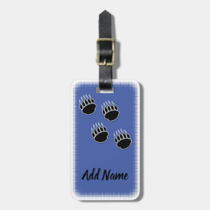 Zwart Beer Paw Prints Custom Blauw Bagagelabel