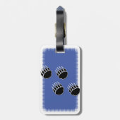 Zwart Beer Paw Prints Custom Blauw Bagagelabel (Achterkant verticaal)