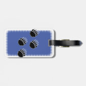Zwart Beer Paw Prints Custom Blauw Bagagelabel (Achterkant horizontaal)