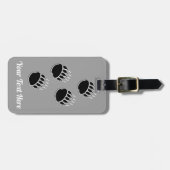 Zwart Beer Paw Prints Grijs Bagagelabel (Voorkant horizontaal)