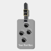Zwart Beer Paw Prints Grijs Bagagelabel (Voorkant verticaal)