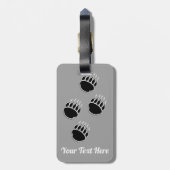 Zwart Beer Paw Prints Grijs Bagagelabel (Achterkant verticaal)