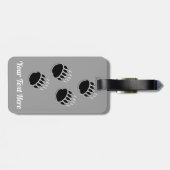Zwart Beer Paw Prints Grijs Bagagelabel (Achterkant horizontaal)
