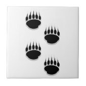 Zwart Beer Paw Prints Vierkant Tegeltje (Voorkant)