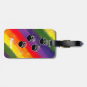 Zwart Beer Paw Rainbow Waterverf Aangepaste naam Bagagelabel (Achterkant horizontaal)