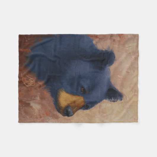 Zwart Beer Portret Fleece Blanket (Voorkant (Horizontaal))