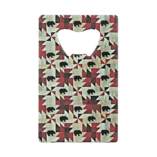 Zwart Beer Quilt Creditkaart Flessenopener (Voorkant)
