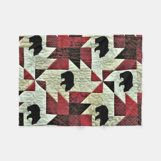 Zwart Beer Quilt Fleece Deken (Voorkant (Horizontaal))