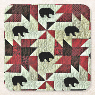 Zwart Beer Quilt Kartonnen Onderzetters