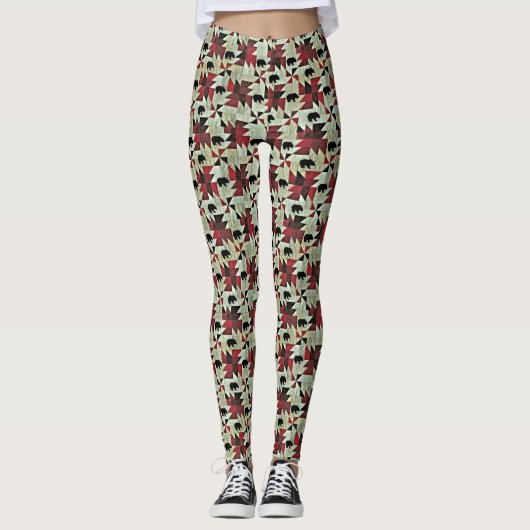 Zwart Beer Quilt Leggings (Voorkant)