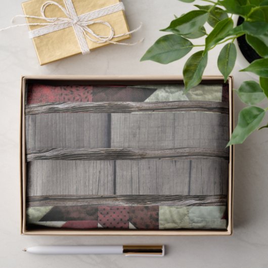 Zwart Beer Quilt Rustic Wood Tissuepapier (Geschenk)