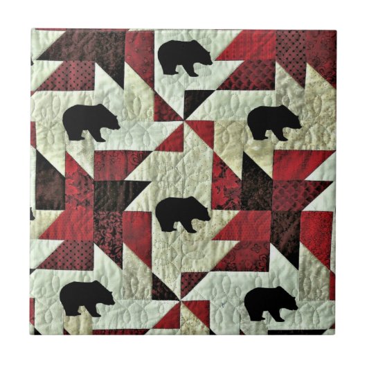 Zwart Beer Quilt Tegeltje (Voorkant)