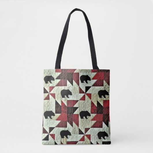 Zwart Beer Quilt Tote Bag (Voorkant)
