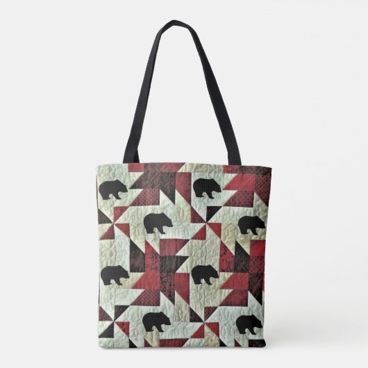 Zwart Beer Quilt Tote Bag (Achterkant)