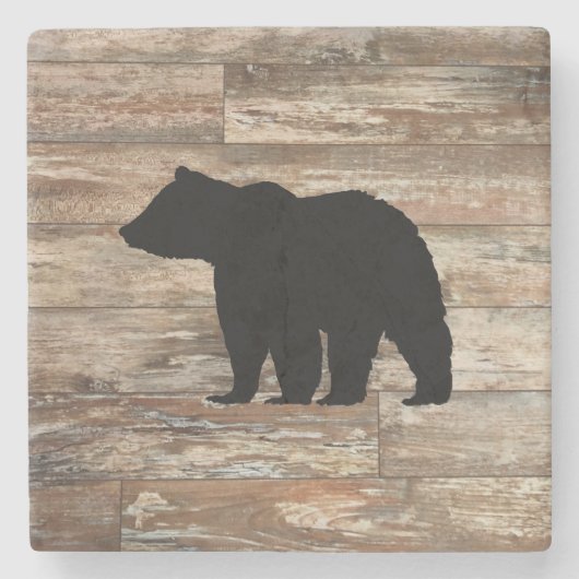 Zwart Beer Rustic Wood Bath Mat Stenen Onderzetter (Voorkant)