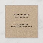 Zwart Beer Silhouet | Simple Wildlife Graphic Vierkante Visitekaartje (Achterkant)