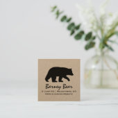 Zwart Beer Silhouet | Simple Wildlife Graphic Vierkante Visitekaartje (Staand voorkant)