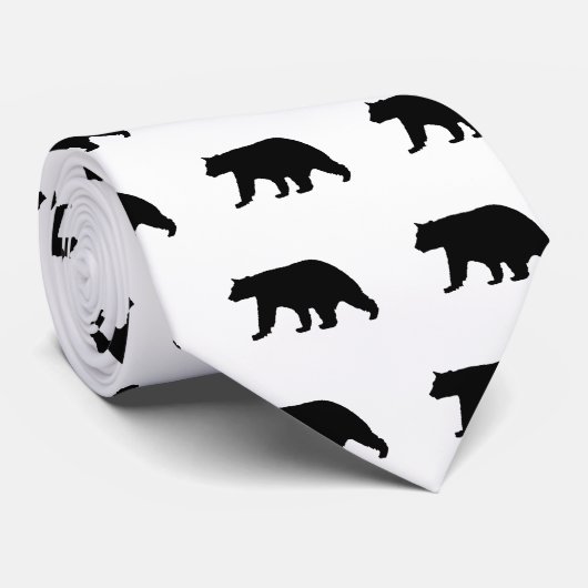 Zwart beer silhouet stropdas (Opgerold)