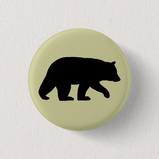 Zwart Beer Silhouette | Wilde dieren Ronde Button 3,2 Cm (Voorkant)