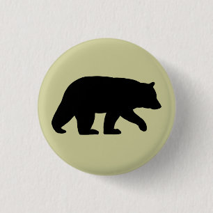 Zwart Beer Silhouette Wilde dieren Ronde Button 3,2 Cm