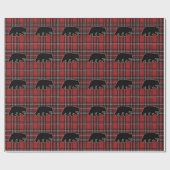 Zwart Beer Silhouettes Patroon op vastgezet Cadeaupapier (Vlak)