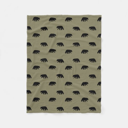 Zwart Beer Silhouettes Pattern Wild Animal Land Fleece Deken (Voorkant)