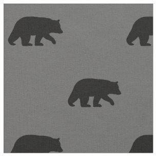 Zwart Beer Silhouettes Wildlife gepatterd Stof