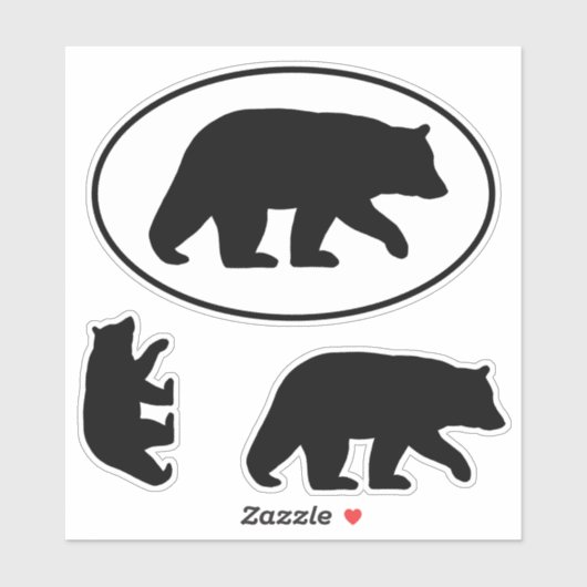 Zwart Beer Silhouettes Wildlife Vinyl Sticker Set (Vel)
