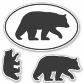 Zwart Beer Silhouettes Wildlife Vinyl Sticker Set (Voorkant)